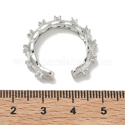 Anneaux ouverts de manchette en laiton à micro-pavé de zircone cubique&nbsp;RJEW-C163-12P