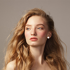 10 пара двухцветных серег-гвоздиков с искусственным жемчугом из смолы и пластика спереди и сзади EJEW-AN0002-65