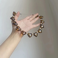 Ожерелья из акриловых бусин с леопардовым принтом в виде сердечек и круглого искусственного жемчуга&nbsp;FS-WG140B1-01