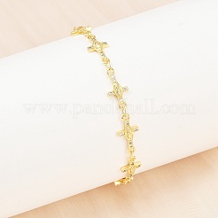 Bracelets à maillons en laiton micro pavé en oxyde de zirconium transparent pour femmes&nbsp;BJEW-A090-08A-G