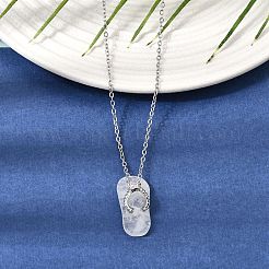 Ciondolo infradito in lega di cristallo di quarzo naturale&nbsp;GG-CBAFD22-01A-02