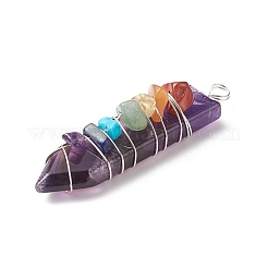Gros pendentifs en pierre naturelle mélangée chakra&nbsp;PALLOY-JF01907