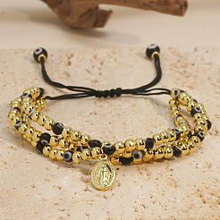 Браслеты из плетеных бусин из латуни с позолотой 18 карат VH4974-6