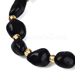 Pulseras de cuentas de obsidiana natural para mujer&nbsp;G-P563-07P-14