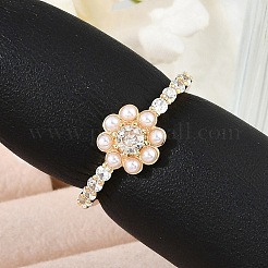 Открытые манжеты из латуни с микропаве и прозрачным цирконием для женщин RJEW-R011-04G