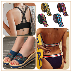 9 ярд 3-х цветной плоской эластичной полиэстеровой ленты в этническом стиле OCOR-BC0006-38