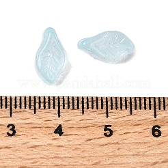 ガラスビーズ  葉  ライトブルー  12x6.5x5mm  穴：0.8mm&nbsp;GLAA-D303-08N