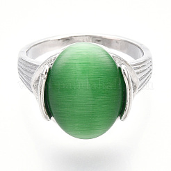 Овальные кольца на пальцах «кошачий глаз» RJEW-N044-07