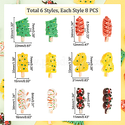 48шт 6 стиля непрозрачные кабошоны из смолы RESI-GA0001-14
