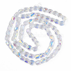 電気メッキ透明ガラスビーズ連売り  ABカラーメッキ  多面カット  コラム  クリアAB  8x8mm  穴：1.2mm  約79~80個/連  25.59インチ〜27.17インチ（65~69cm）&nbsp;X-EGLA-N002-32-C03