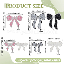14 Stück 7 Stile Bowknot-Strass mit Plastikperlen-Stoffflicken&nbsp;PATC-FG0002-62