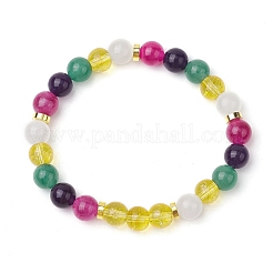 Круглые браслеты из натуральных и синтетических смешанных драгоценных камней с бусинами для женщин и мужчин BJEW-JB11557