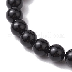 Braccialetti elasticizzati con perline di occhio di tigre naturale tinto tondo da 8 mm e perline di onice nero&nbsp;BJEW-TA00516-03
