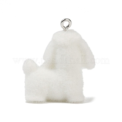 Pendentifs en résine opaque floquée à thème animalier&nbsp;RESI-H042-01P-17