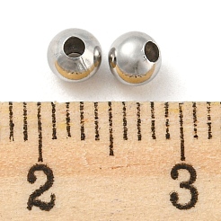 真鍮製ツルツルラウンドビーズ  継ぎスペーサー  プラチナ  4mm  穴：1mm&nbsp;EC400-2