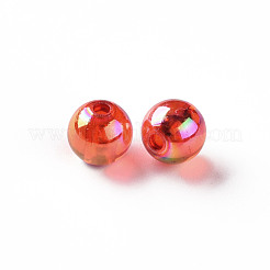 透明なアクリルビーズ  ABカラーメッキ  ラウンド  レッドオレンジ  8x7mm  穴：2mm  約1745個/500g&nbsp;MACR-S370-B8mm-712