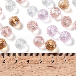 ガラスビーズ  多面カット  ロンデル  パールピンク  10x8mm  穴：1mm  約67個/60g&nbsp;EGLA-A034-SM10mm-23