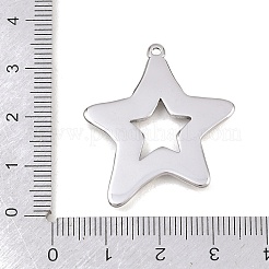 304ステンレスペンダント  スターのチャーム  ステンレス鋼色  33x28.5x3mm  穴：1.5mm&nbsp;STAS-B144-02P