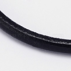 レザーコードブレスレット作り  304ステンレススチール製バヨネット留め具付き  ブラック  212x4mm&nbsp;BJEW-I200-06B