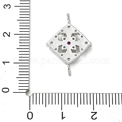 真鍮製ラインストーンペンダント  花のチャーム  プラチナ  15x21x3.2mm&nbsp;RB-CBAA948-02P