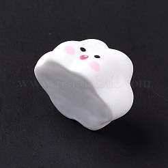 かわいい不透明樹脂カボション  顔の模様のある雲  ホワイト  21x27x17mm&nbsp;RESI-L037-02H