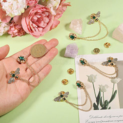 4 шт. брошь-цепочка в виде пчелы и прямоугольника со стразами JEWB-CA0001-69