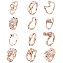 Кольцо на палец с кристаллами и стразами&nbsp;RJEW-MSMC002-17RG