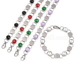 Bracelets à maillons en acier inoxydable 304 et verre pour femmes&nbsp;GL-T001-03A