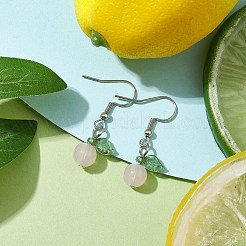 アクリルダングルピアス  304ステンレススチールピアスフック付き  葉っぱ  パールピンク  32.5x12.5mm&nbsp;EJEW-JE05750-03
