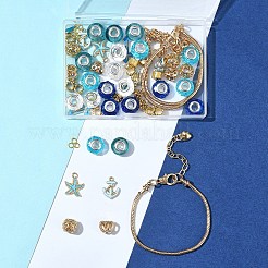 Наборы для изготовления европейских браслетов с эмалированными бусинами из смолы и сплава морской тематики «сделай сам»&nbsp;DIY-FS0006-87