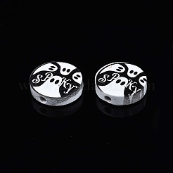 Бусины из натурального дерева с принтом на Хэллоуин WOOD-T021-77