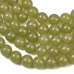 Naturels teints en blanc perles de jade brins&nbsp;GG-CBAEB22-B01-10mm-05