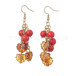 Серьги-подвески из синтетической бирюзы и акрила&nbsp;EJEW-JE06836