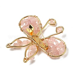 Брошь в виде бабочки из натурального розового кварца G-A278-02G-08