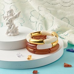 Массивные акриловые трубчатые бусины стрейч браслеты набор для девочек женщин BJEW-JB07319