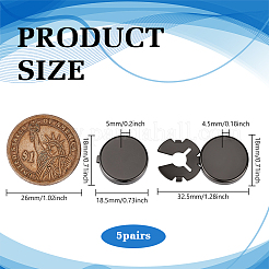 5 пара латунных запонок&nbsp;BUTT-FG0001-57B