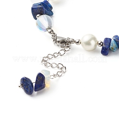 Natürliches Lapislazuli-Chipperlenarmband für Mädchenfrauen&nbsp;X1-BJEW-TA00019-04
