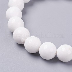 Bracelet extensible avec perles en jade Mashan naturel&nbsp;X-BJEW-P207-34-8mm