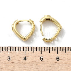 Серьги-кольца из латуни с микропаве и прозрачным кубическим цирконием в форме сердца EJEW-D311-138G