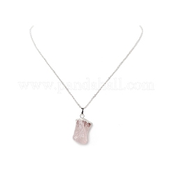 Collier pendentif géométrie quartz rose naturel&nbsp;NJEW-JN04239-04