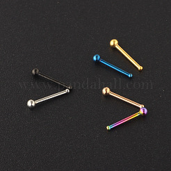 304ステンレススチールラウンドボールノーズボーンリング  ブルー  7mm  ピン：0.8mm  ヘッド：2mm&nbsp;WG2C4E4-04