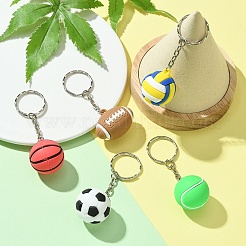 プラスチックキーホルダー  鉄パーツ  サッカー  7.5cm  ペンダント：32mm&nbsp;KEYC-YW00042-01