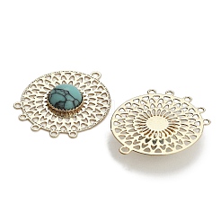 Латунный паве синтетический бирюзовый цвет плоские круглые люстры компоненты соединения&nbsp;KK-Z088-05G-02
