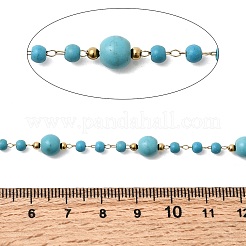 Бусины из синтетической бирюзы ручной работы и круглые звенья из нержавеющей стали 316&nbsp;CHS-L033-11G