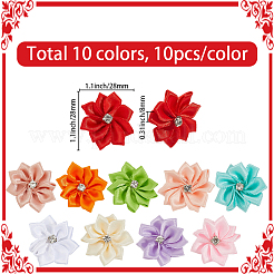 100 шт. 10 цвета полиэстеровый стразы цветок для украшения аппликации своими руками свадьба&nbsp;FIND-SP0004-89