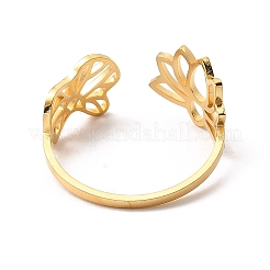 304ステンレススチールオープンカフリング  花  usサイズ8（18.1mm）&nbsp;RJEW-Q808-03A-G