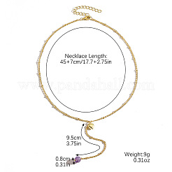 Подвеска в форме сердца из цинкового сплава и натурального аметиста с кристаллами и длинное ожерелье для женщин FS-WGB8FC7-02