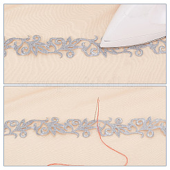 Лента в этническом стиле с утюгом/пришивкой из полиэстера с металлизированной вышивкой и цветочной лентой SRIB-WH0011-204A