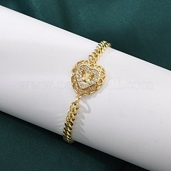 Латунные браслеты с микропаве из чистого кубического циркония&nbsp;LS-BJEW-Z082-03G-03