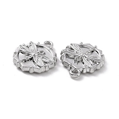合金ペンダント  トンボチャーム付きの花  プラチナ  17.5x15x3mm  穴：1.6mm&nbsp;LS-FIND-A023-07P